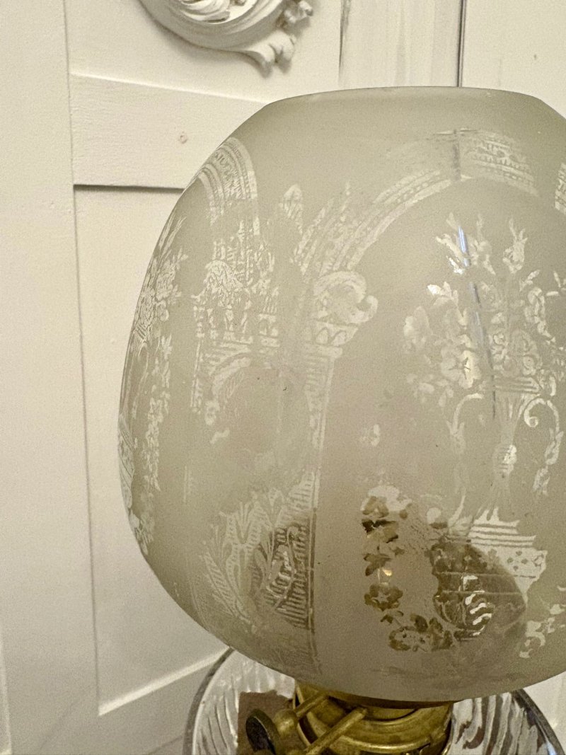 Unusual Outstanding Quality Large Antique Victorian Porcelain Oil Lamp - Image 13